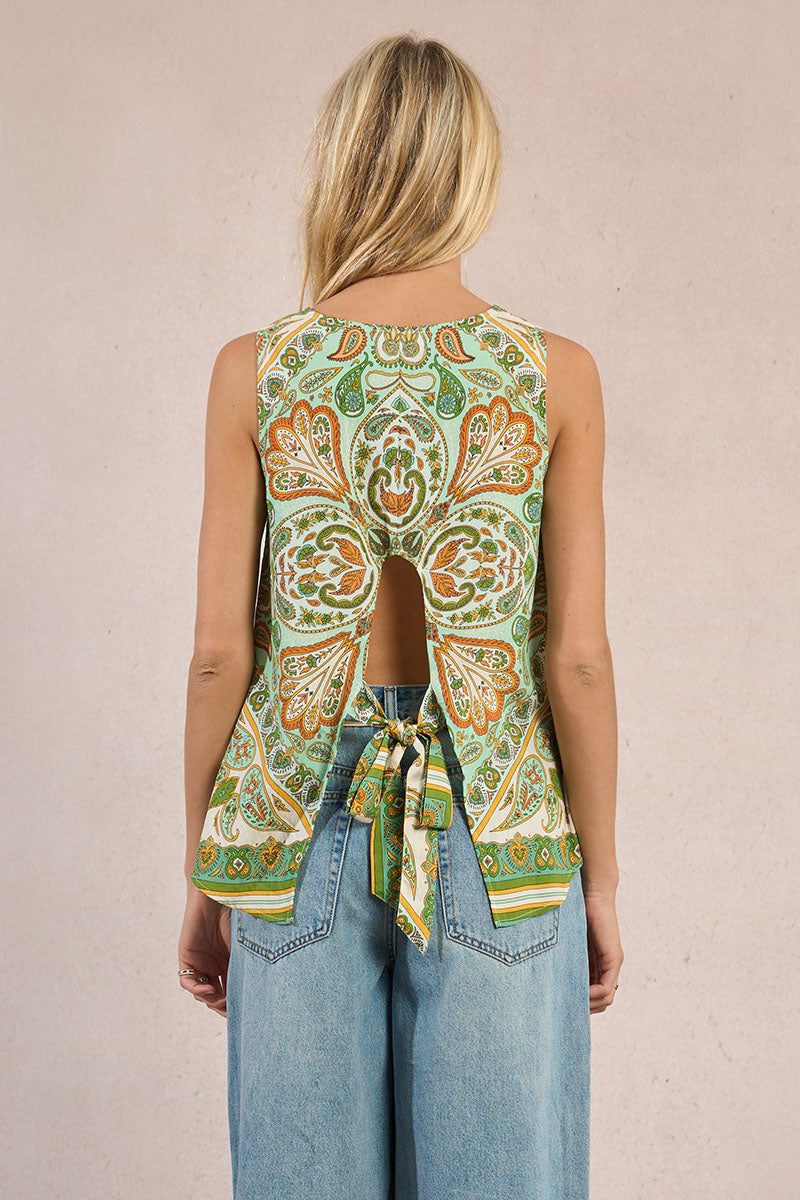 Molly Bracken Woven Top - Green Ines - Medium