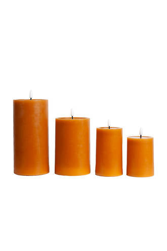 LED Wax Pillar Candle Tobacco - Small