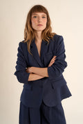 Molly Bracken Woven Blazer - Navy Blue