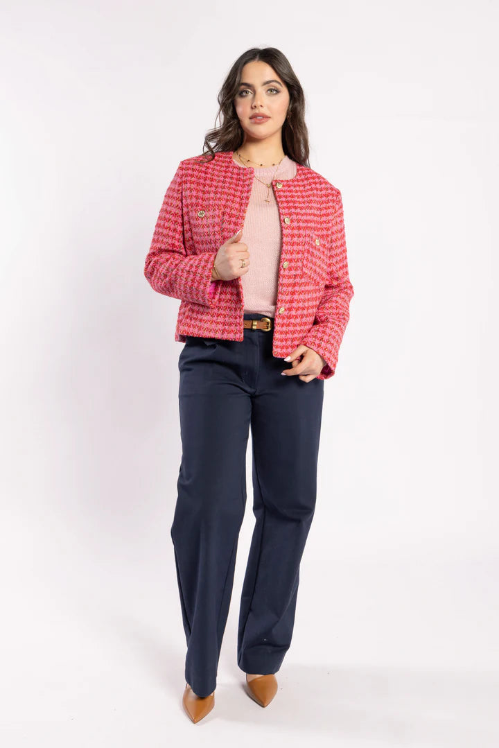 Seine Blazer Pink Herringbone