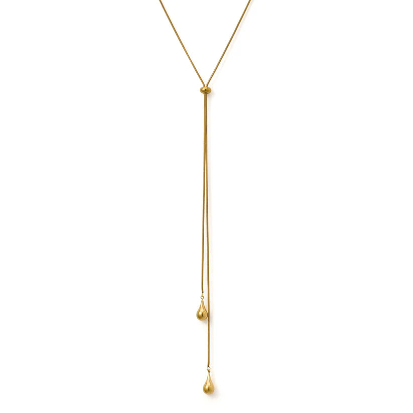 Adjustable tear drop necklace gold