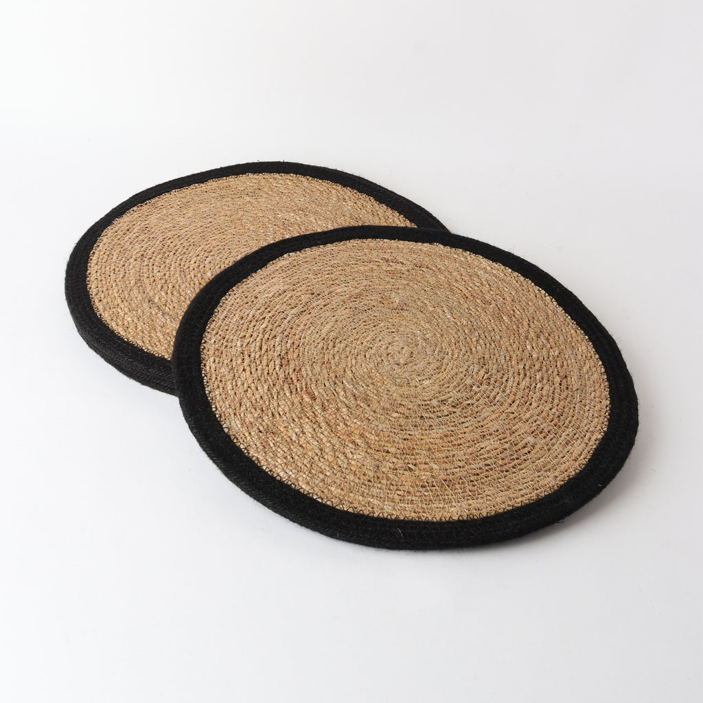 Round Seagrass/Jute Place mat Natural/Black