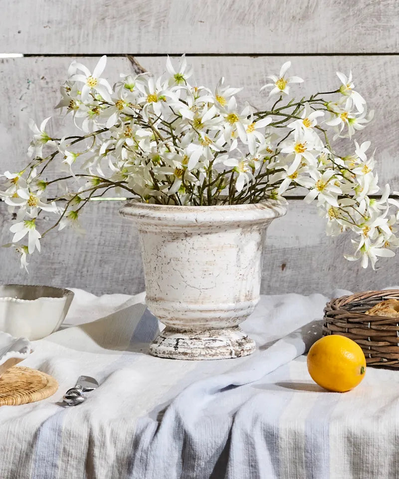 Urn planter rustic white medium
