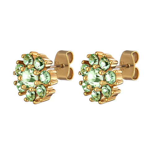 Carnea Studs - Gold - Light Green/ Crystal