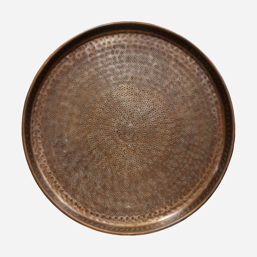 Beaten Round Tray - Antique Copper