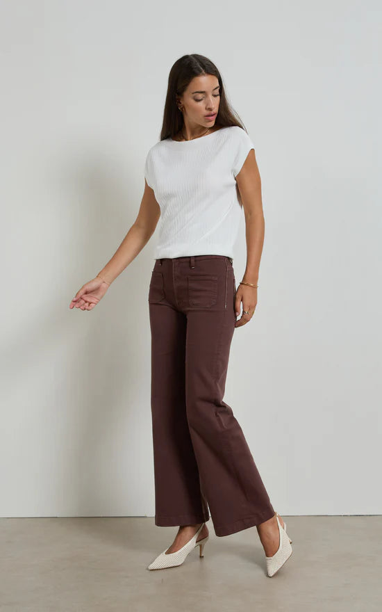 Dri Cooper Indy High Rise Wide Leg French Roast Colour.