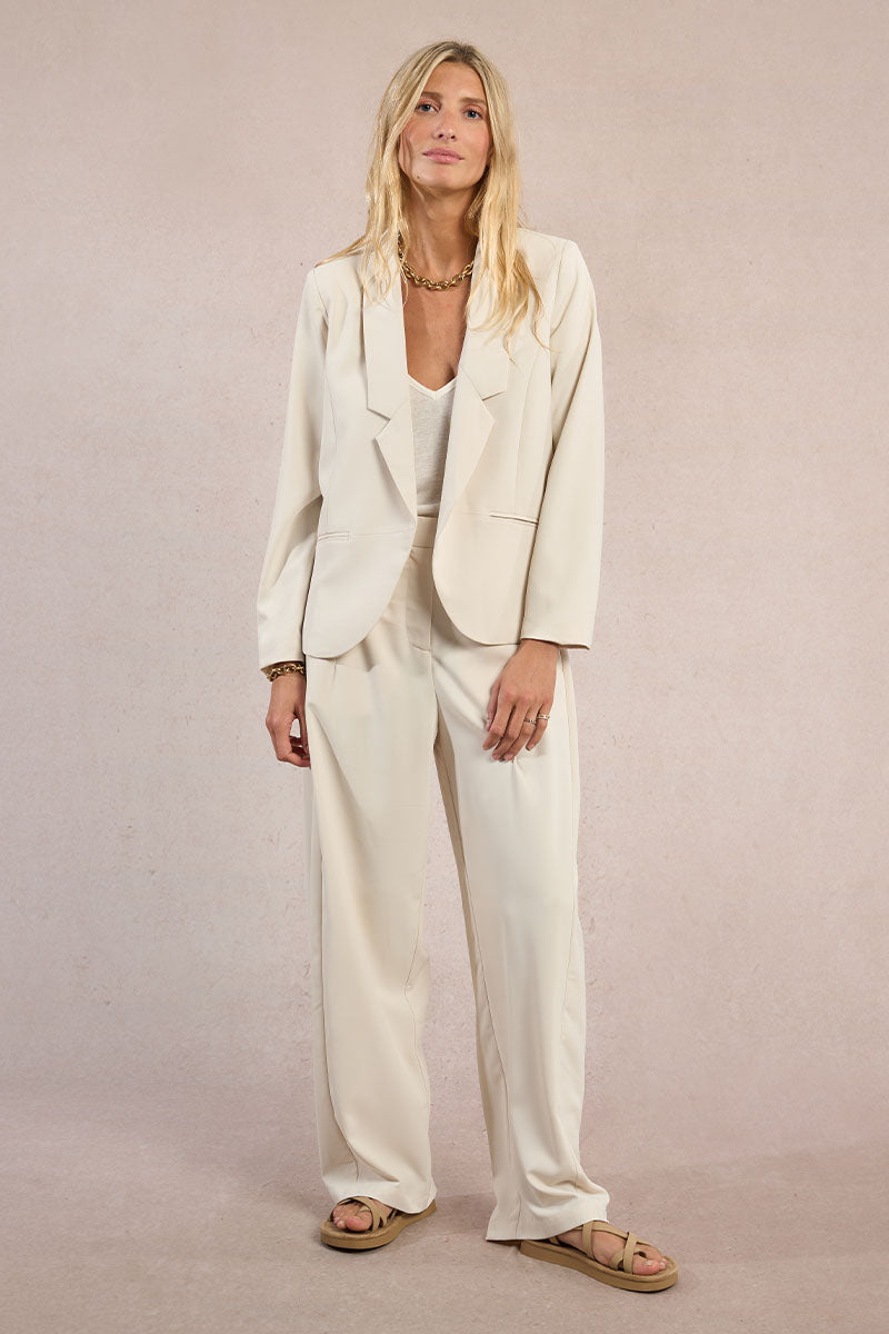 Molly Bracken Woven Blazer - Cream