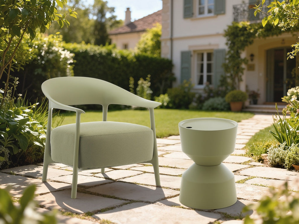 Outdoor ice bucket side table sage