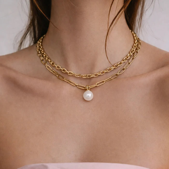 Dyrberg Kern Aurelia Gold necklace, white pearl