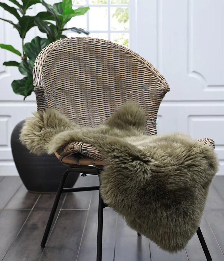 NZ Wool Sheepskin Rug - Olive - Double