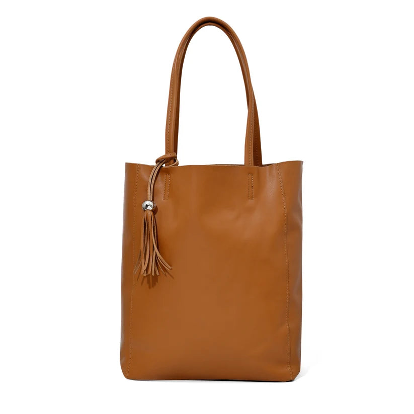 Leather Shopper - Chestnut
