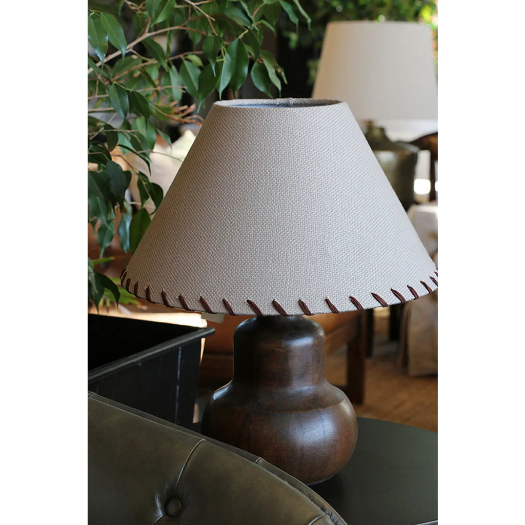 Woven linen leather stitching Tapered Drum 46cm Shade