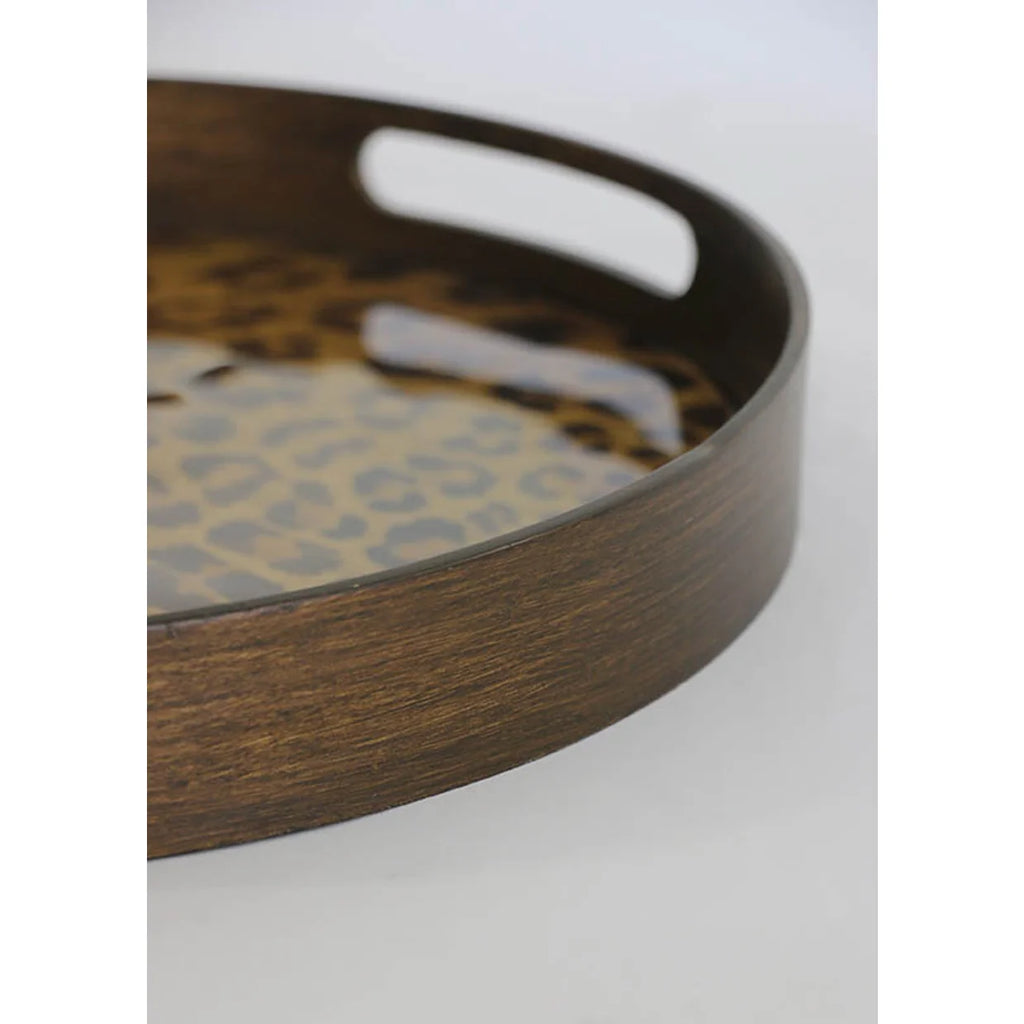 Round Leopard Print Tray Large