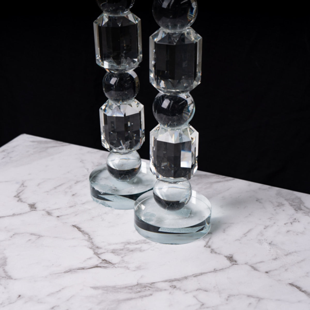 Glass taper candle holder small