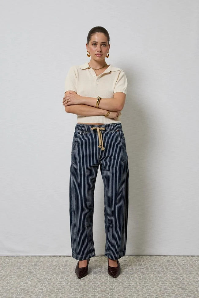 Dricoper Active Indigo Stripe Barrel Jeans
