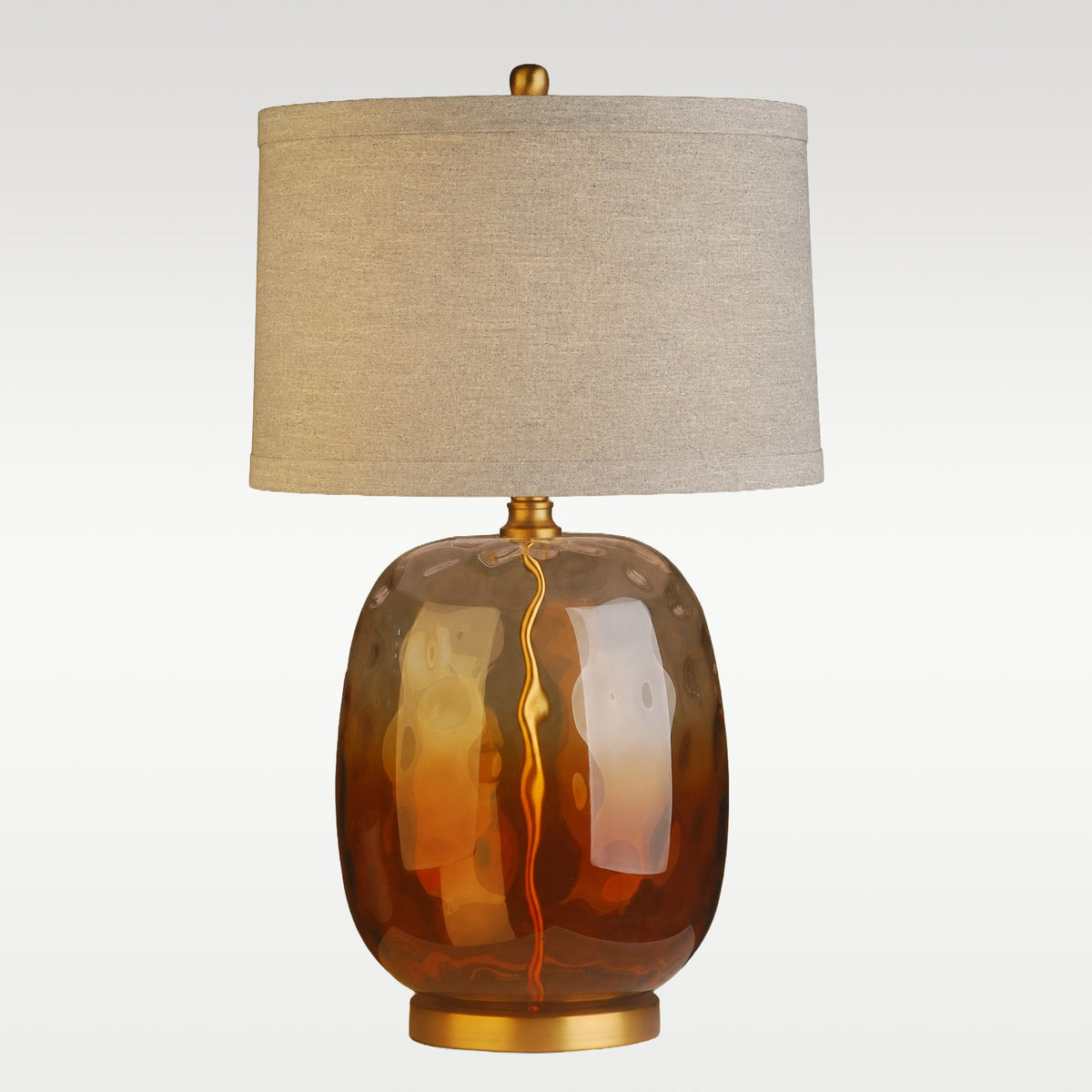 Table Lamp Amber + Brush Gold Base + Natural Linen Shade
