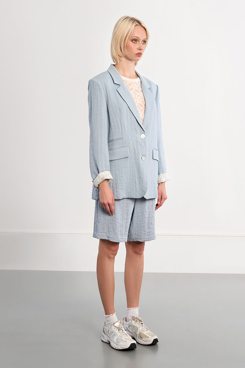 Lili Sidonio Woven Blazer, Light Blue - Medium