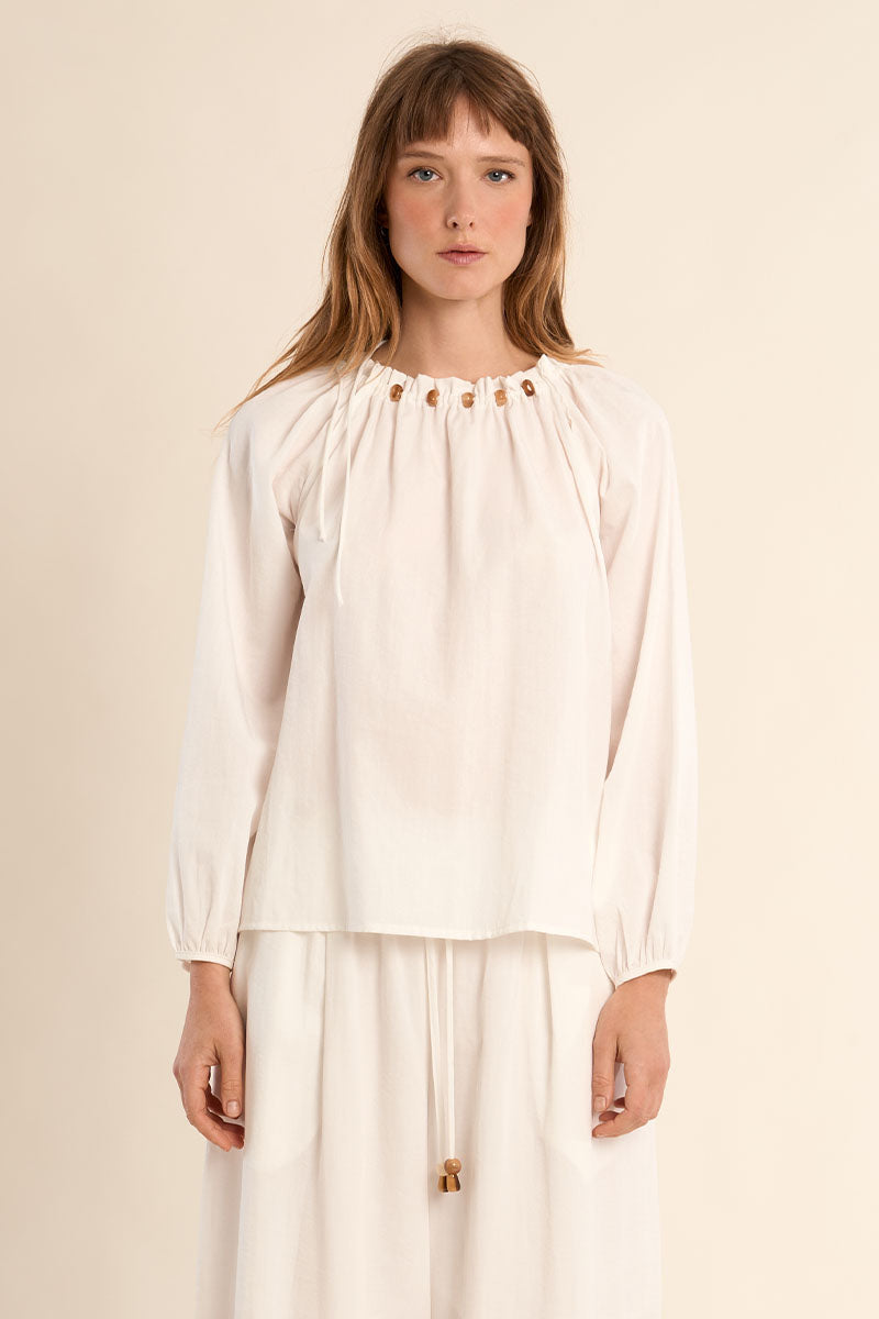 Molly Bracken Woven Blouse - White