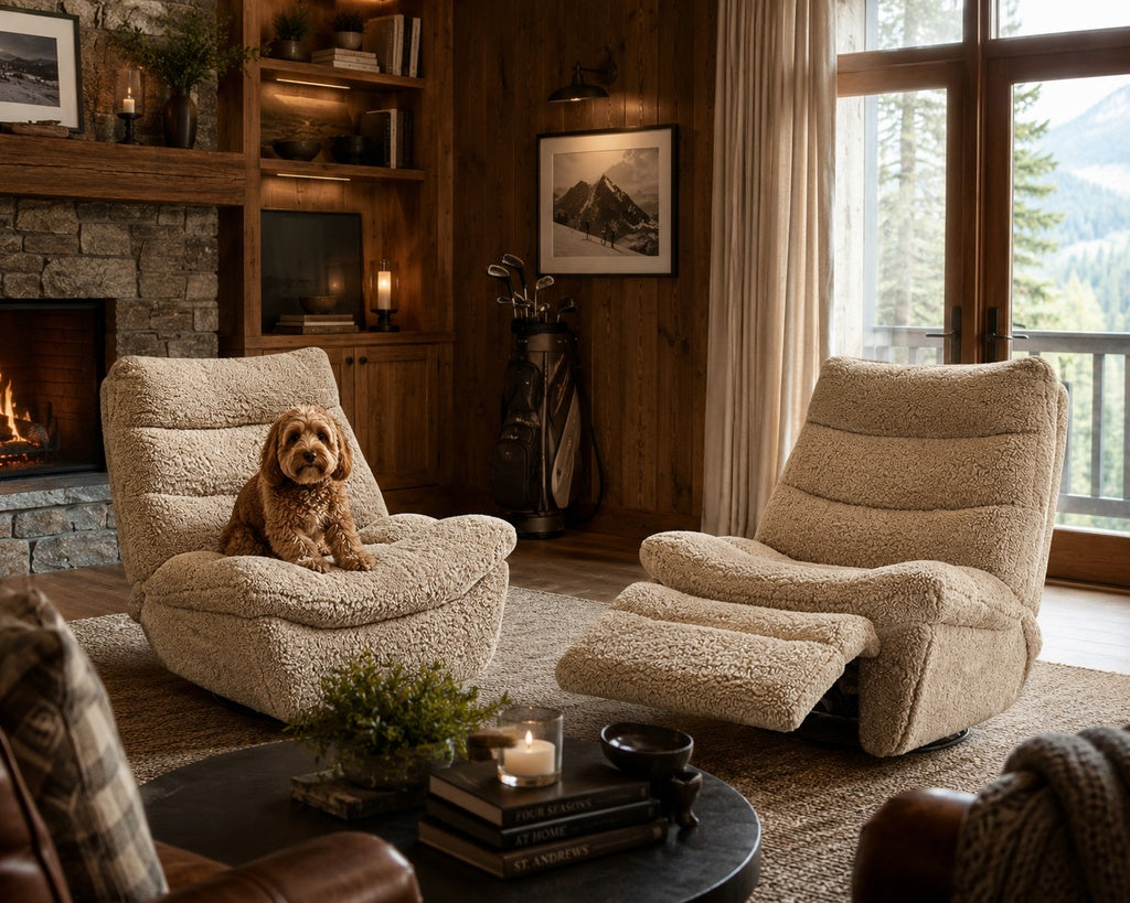 Coachhouse manual recliner faux sheepskin