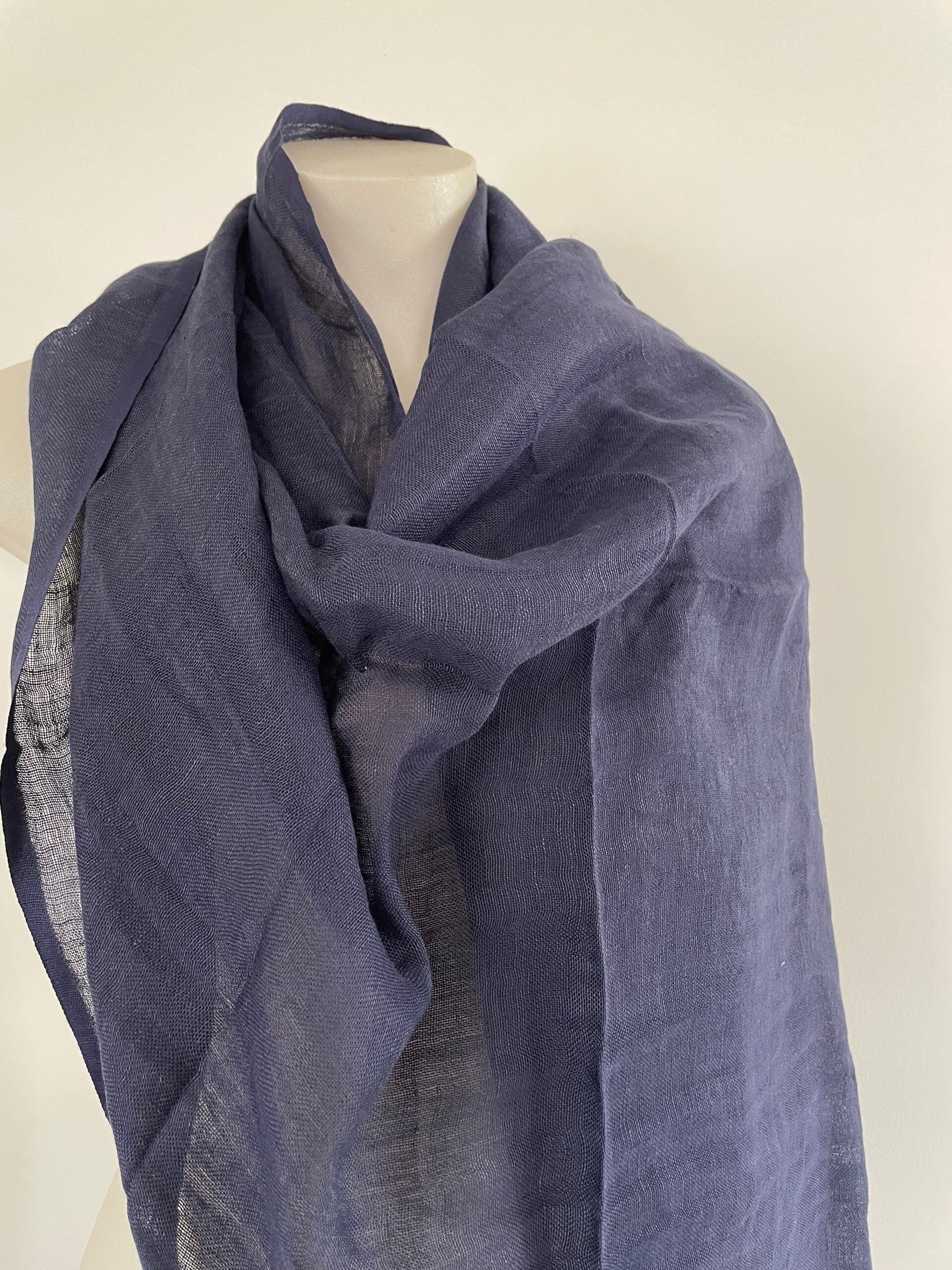 Linen Scarf - Navy