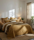 Laundered Linen Bedspread Set - King - Cumin