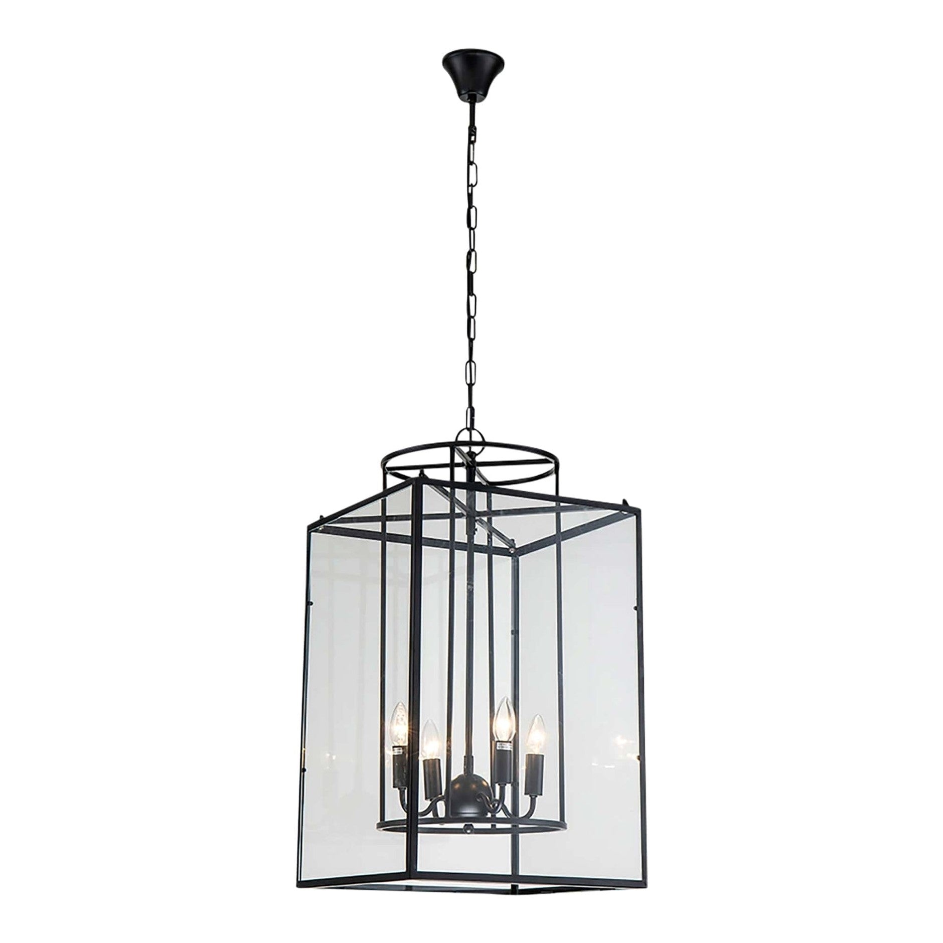 Four light pendant black