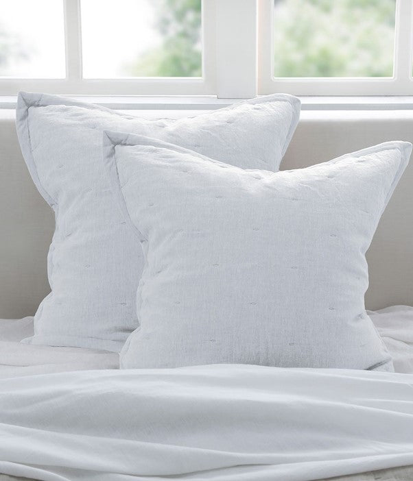 Laundered Linen Quilted Euro Set - Pewter