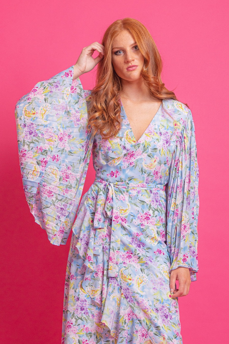 Daisy wrap dress blue floral