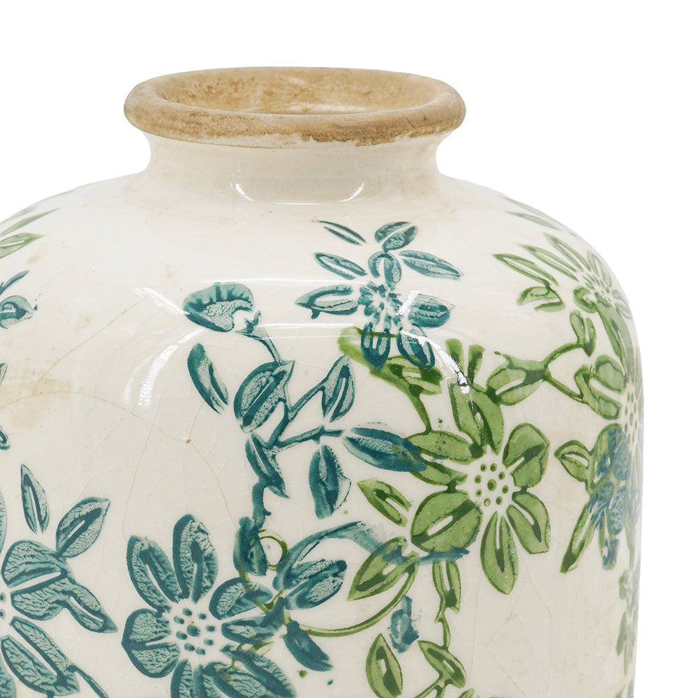 Green Floral Vase Set