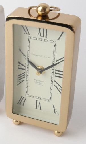 Mid century rectangle clock antique brass