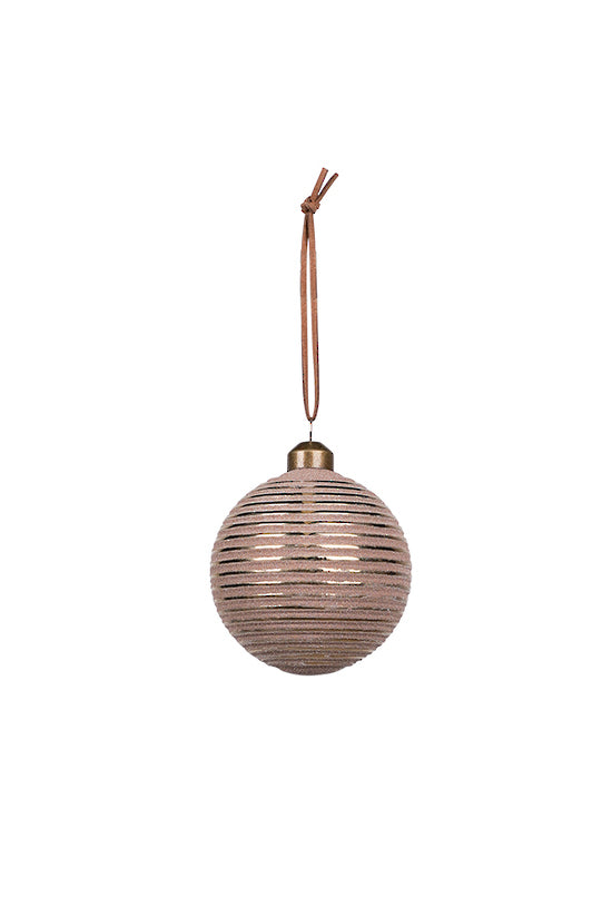 Stripe Pattern Glass Bauble Brown/Gold 8cm