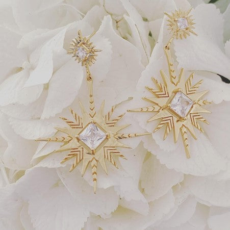 Solar Earrings - Gold Brillant cut
