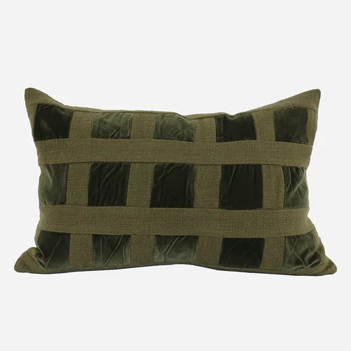 Emerald Velvet checker Cushion