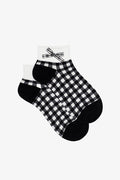 No show sox gingham bow black