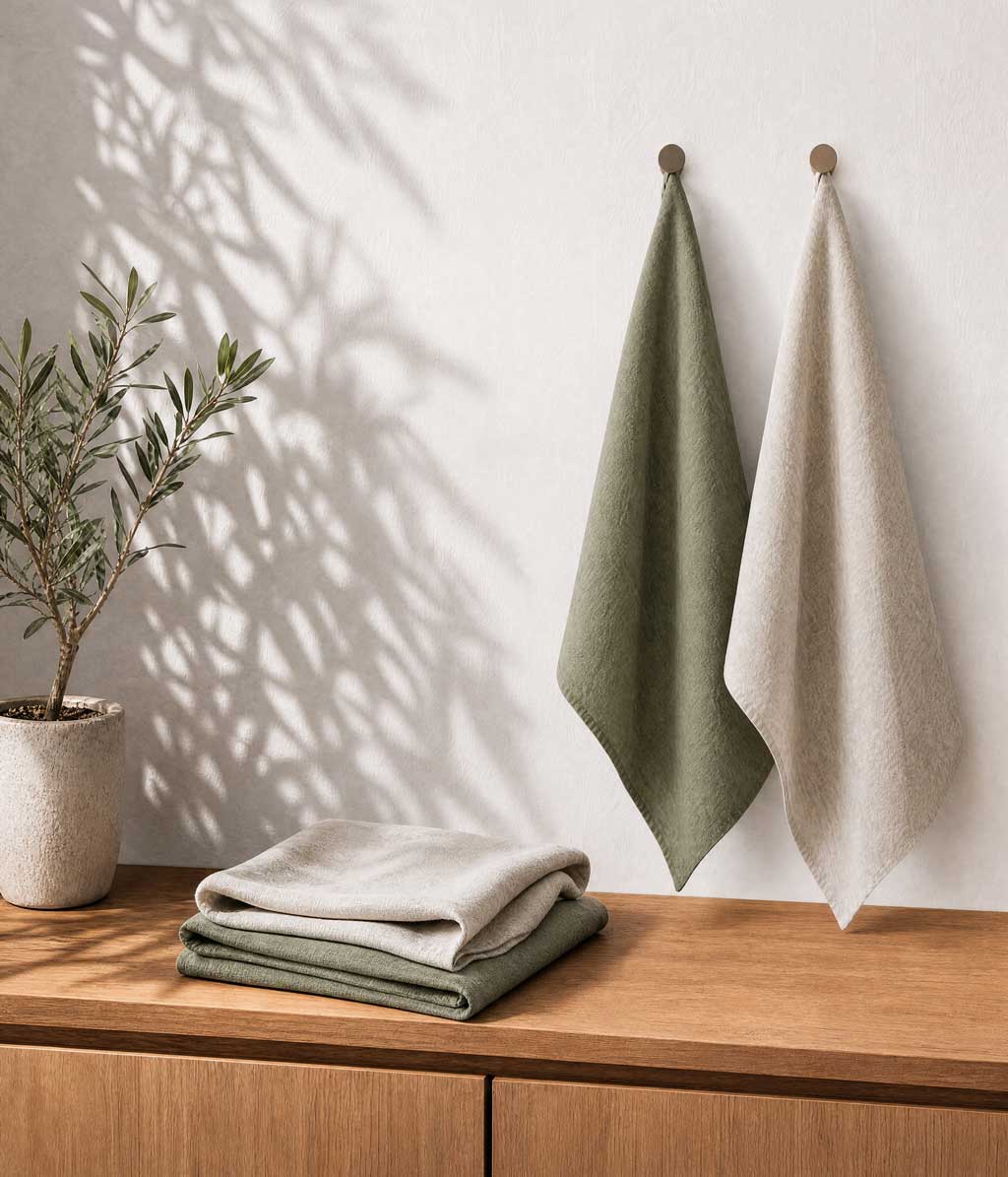 Linen tea towel set 2 natural
