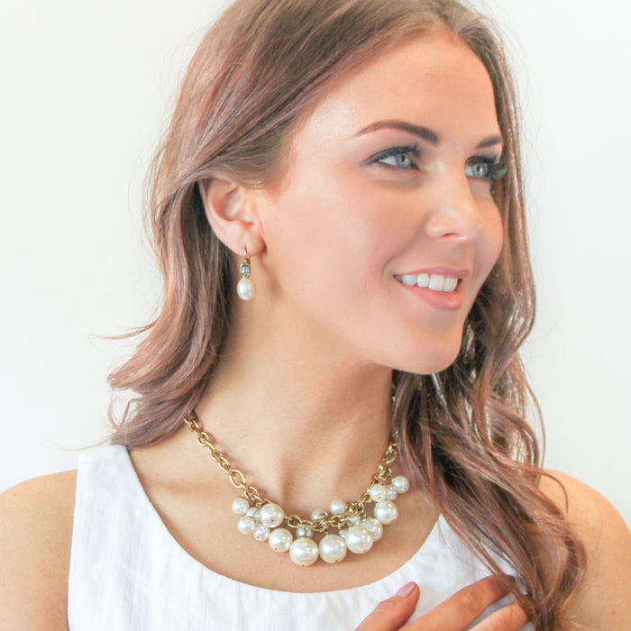 Dyrberg Kern Chanelia gold necklace, White Pearl
