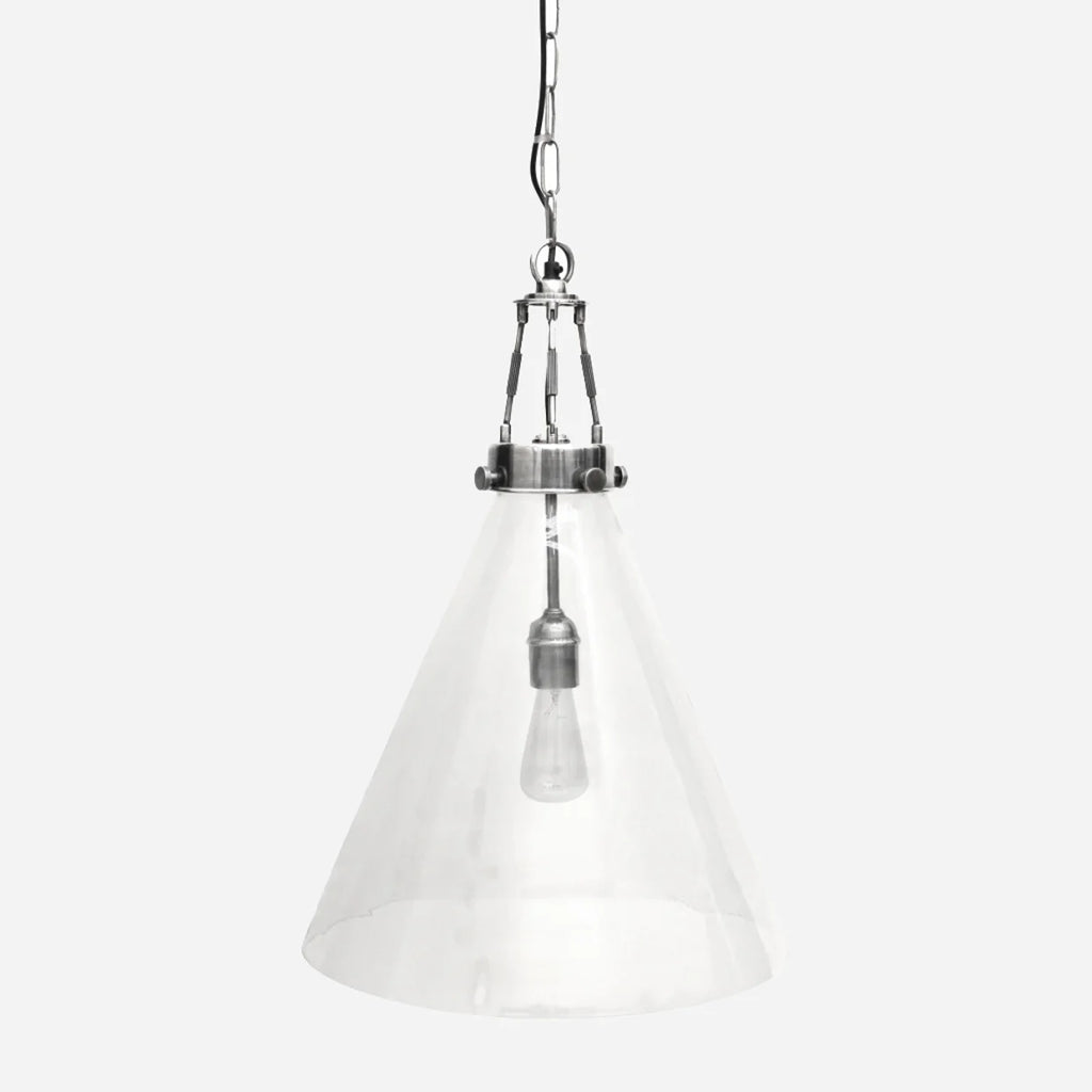 Vitrene Small Brass & Glass Hanging Light - 28cmD
