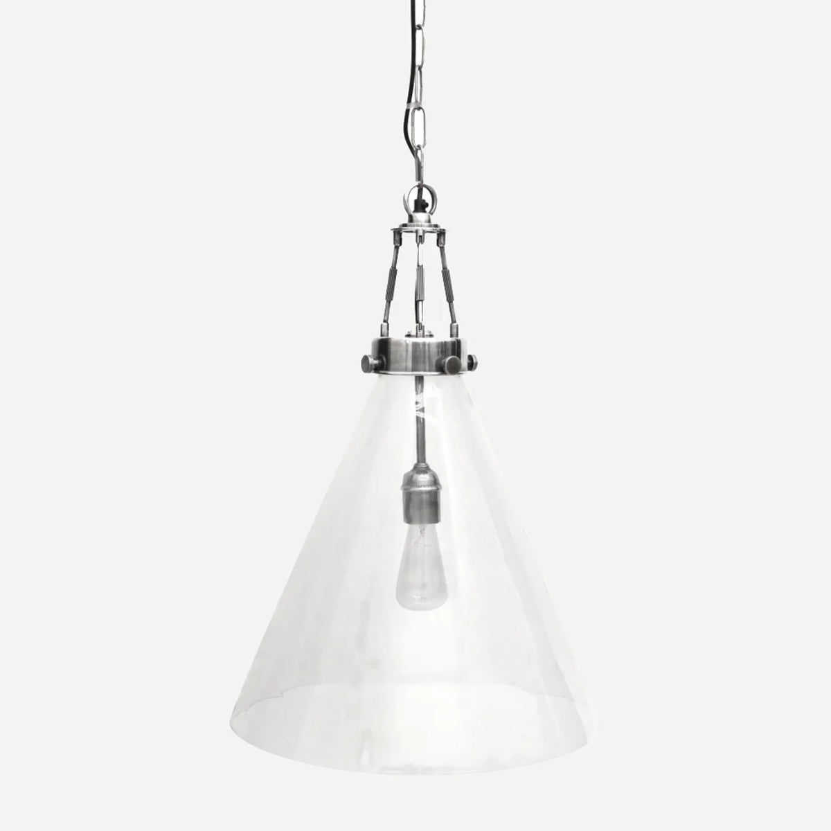 Vitrene Small Brass & Glass Hanging Light - 28cmD