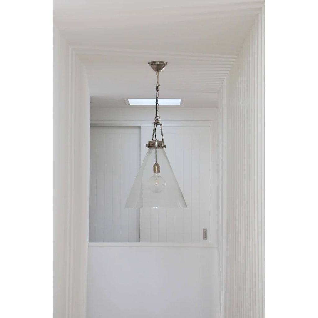Vitrene Small Brass & Glass Hanging Light - 28cmD