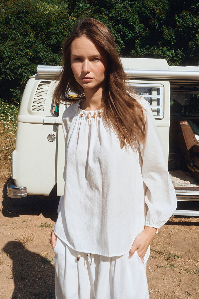 Molly Bracken Woven Blouse - White