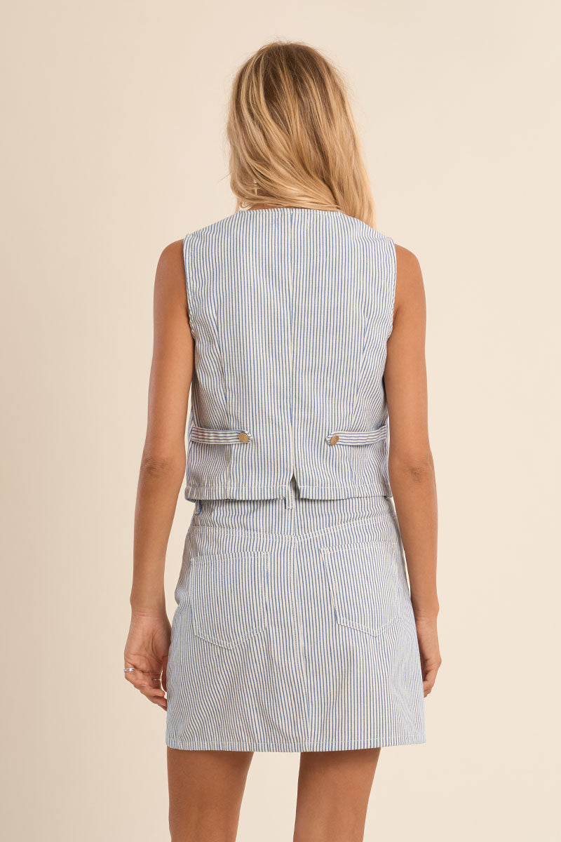 Molly Bracken Sleeveless Jacket - Light Blue
