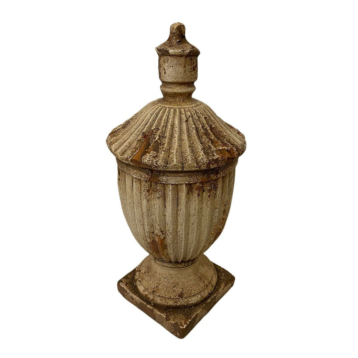-URN WITH LID INDOOR & OUTDOOR - ANTIQUE MARBLE MAGNESIA COMPOSITE