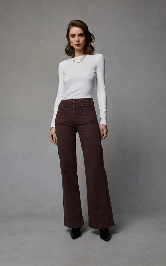 Dri Cooper Indy High Rise Wide Leg French Roast Colour.