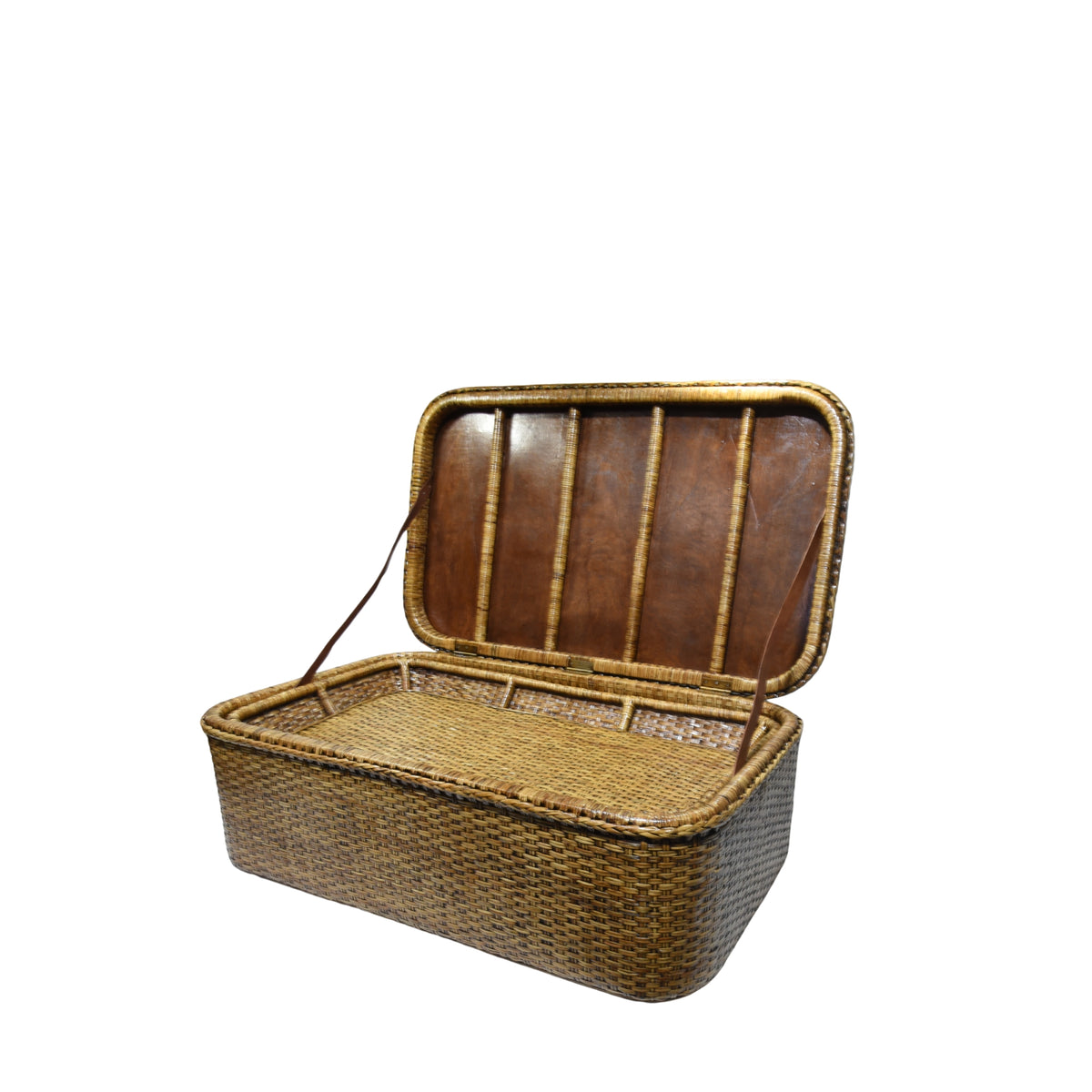 Rattan coffee table chest brown