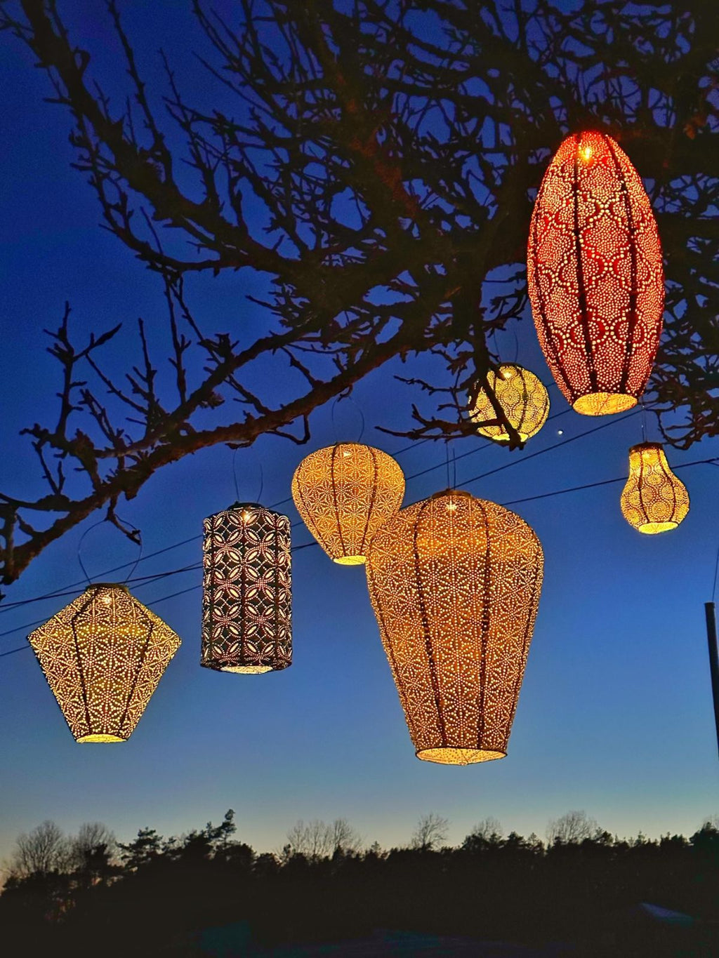 Lantern - Round - 30cm - Light Taupe - Ikat