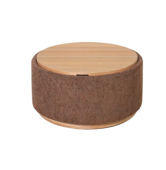 Tray XL Ottoman with wood base - Tobacco