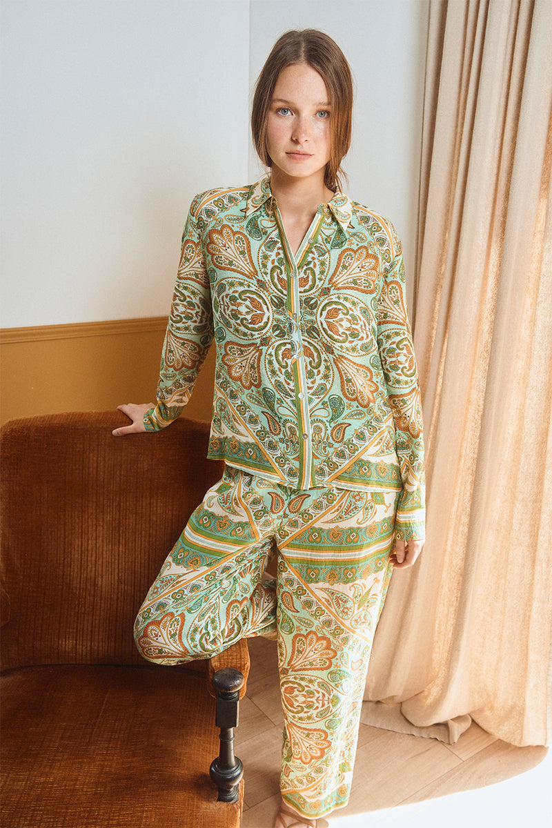 Molly Bracken Woven Pants - Green Ines - Medium