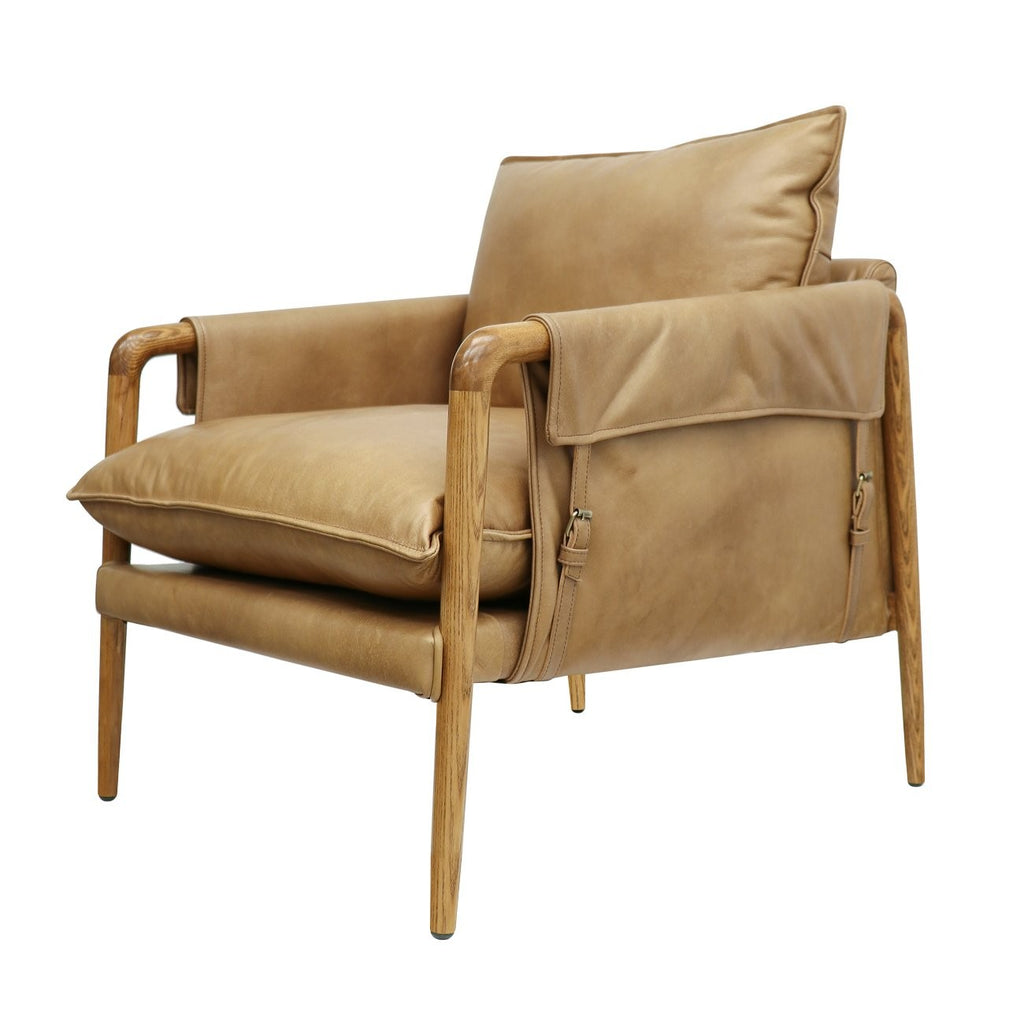Saddle leather armchair - tan