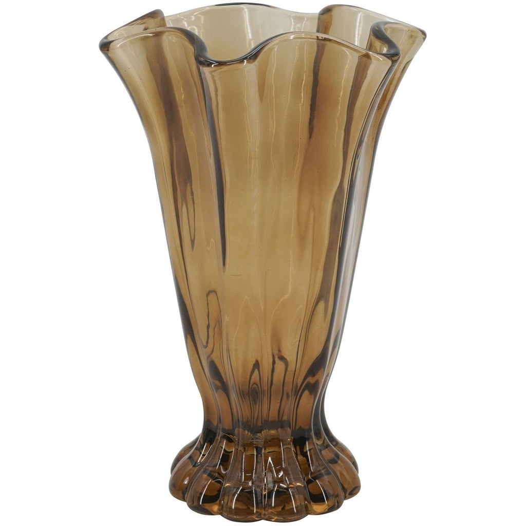 Brown ruffle vase Large