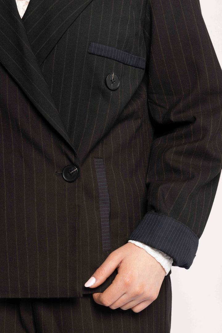 Drama Espresso Blazer Noir Stripe